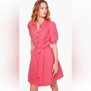 Boden Ada Double Cloth Cotton Shirtdress Azalea Pink Color